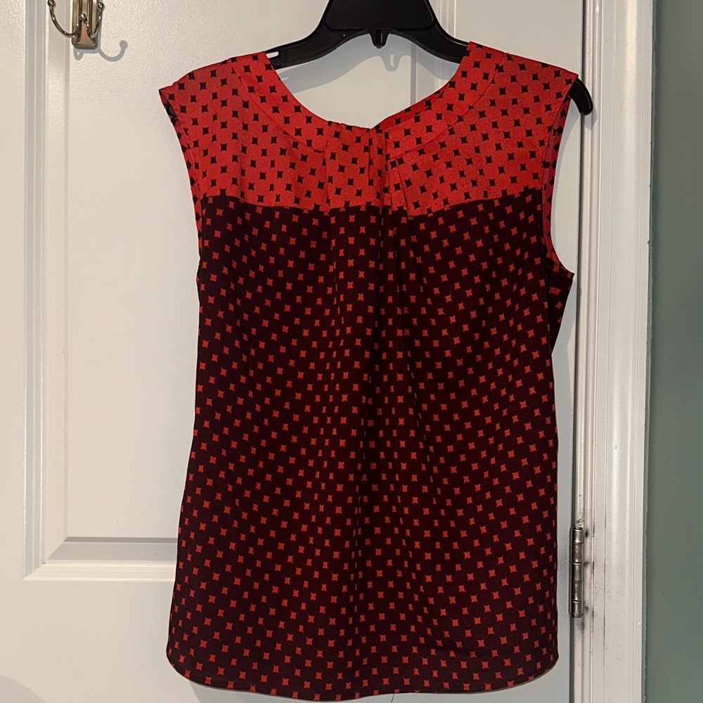 New York & Company Red and Black Star Blouse